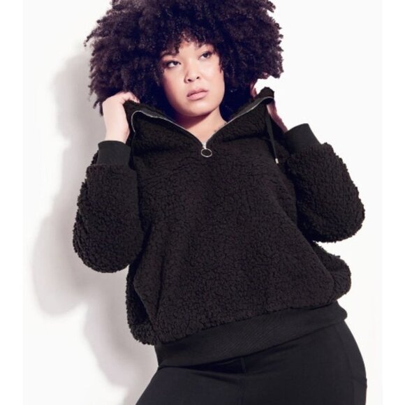 NWT ZIM & ZOE Teddy Fleece Sweat Top - black Size 14‎ - Picture 1 of 9